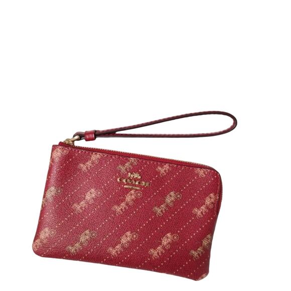 COACH CORNER ZIP WRISTLET WITH RED HORSE AND CARRIAGE DOT PRINT - Picture 3 of 3